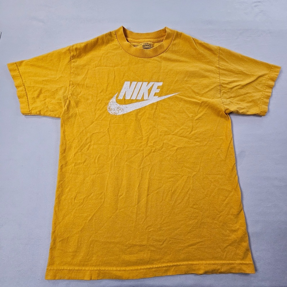 Nike Swoosh Yellow Short Sleeve Cotton T-Shirt Men's M